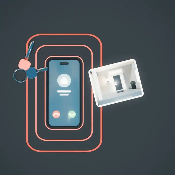 Illustration: a phone ringing on a dark shop counter, a photo of the front door arriving beside it