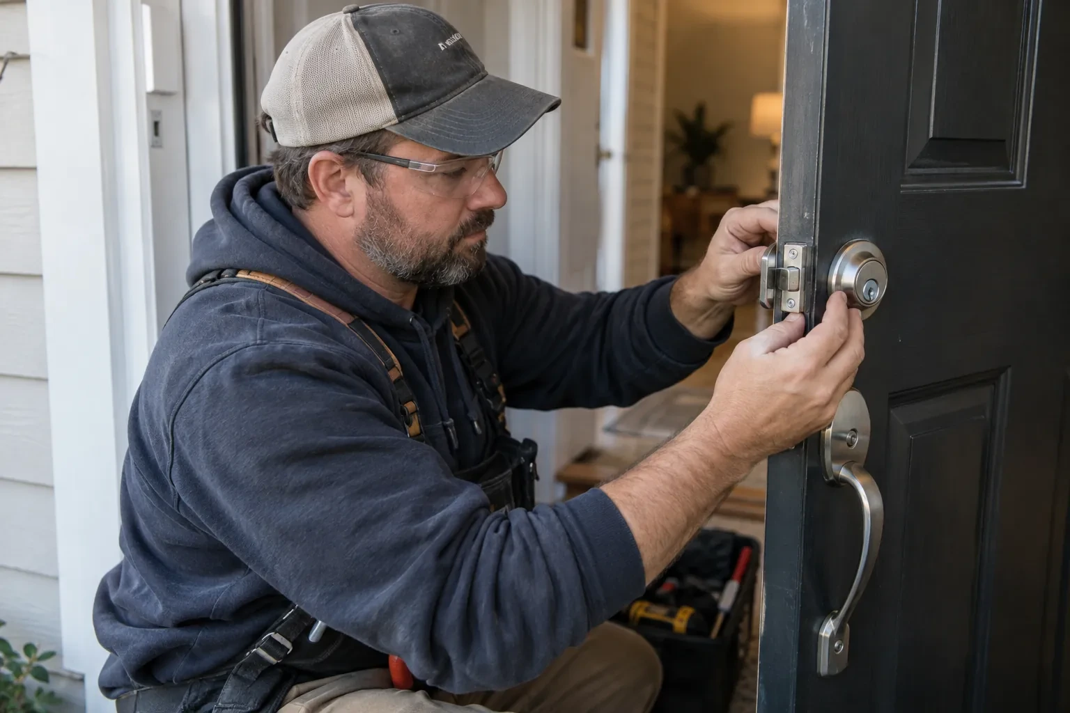Illustrative locksmith scene; not an actual job — Cramahe